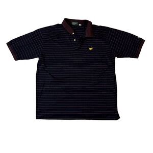 Masters Collection men XL blue brown stripe two ply mercerized cotton polo shirt